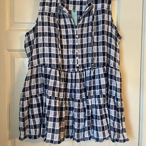 Anthropologie Plus, navy gingham tank top!